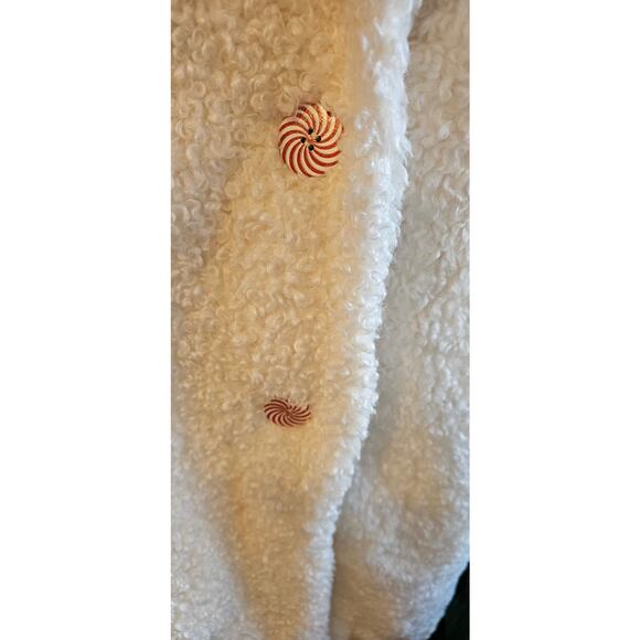 Scoop Cozy White Teddy Bear Coat‎ Shawl Collar Women Size L Fuzzy Furry - Picture 7 of 8